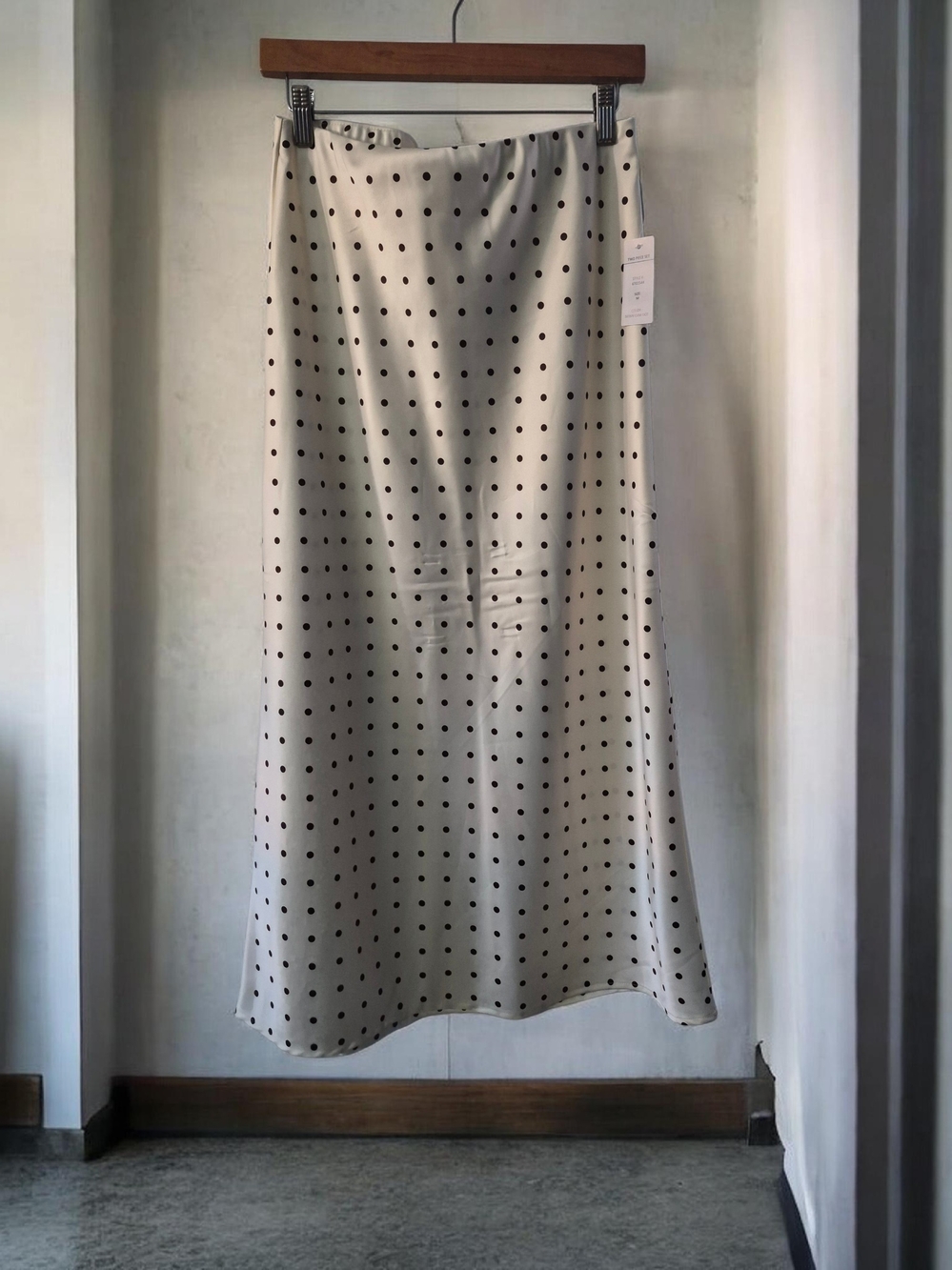 Polka Dot Midi Skirt — Cream with Brown Dots